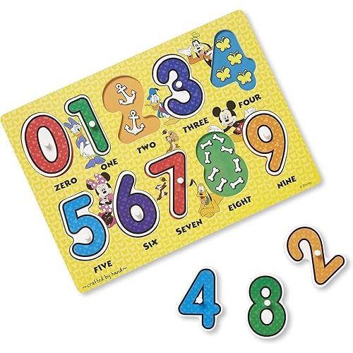 Melissa & Doug Disney Mickey Mouse Clubhouse Numbers Wooden Peg Puzzle (10 pcs)