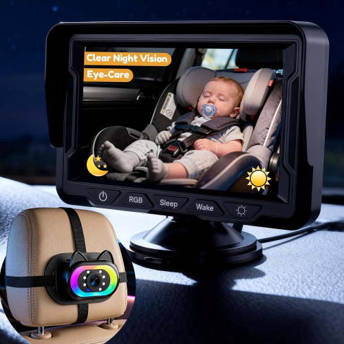 HD 1080P Baby Car Camera with Adjustable Light: Clear 940nm Eye-Care Night Vision Auto Switching - 3 Mins Easy Setup 150° Wide Angle Car Seat Camera for Full Baby View