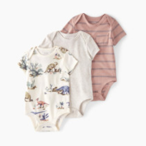 Carter's Little Planet Organic Cotton Rib Bodysuits (3 Pack) - Multi-Color Dino, 3 M