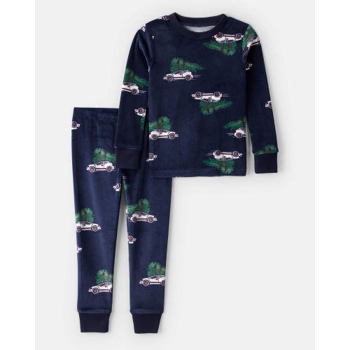 Toddler Christmas Cars DreamPlush Long-Sleeve Snug Fit 2-Piece Pajamas - Navy - Carter's | Carter's