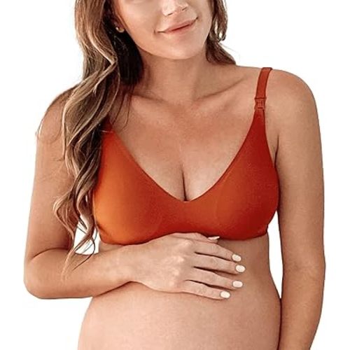 Mamaway Silky Seamless Nursing Maternity No Show Wireless Bra, Smooth, Cooling, Lightweight for Breastfeeding, Pregnancy