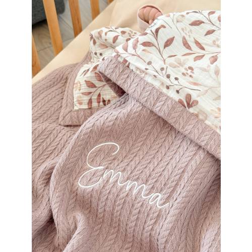 Waffle baby blanket Personalised baby wrap Organic Swaddle blanket baby muslin blanket Custom baby blanket Floral blanket made to order