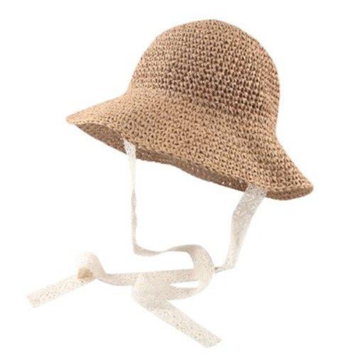 Jalioing Toddler Baby's Straw Sun Hat with Strap Breathable Short Brim Bucket Hat Summer Vacation Beach Hat