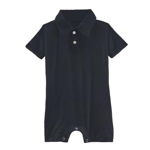 Short Sleeve Polo Romper in Deep Space