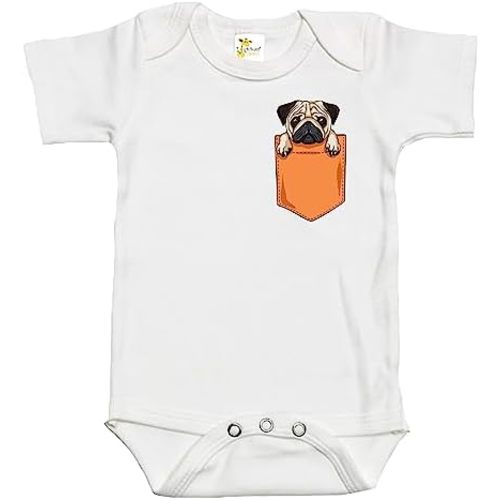 Baby Bodysuit - Pug Dog in the Pocket Baby Clothes for Infants