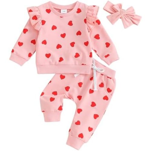 Hnyenmcko Newborn Baby Girl Clothes Waffle Long Sleeve Floral Sweatshirt Shirt Top + Pants Infant Fall Winter Outfits Set