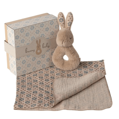 Rabbit Rattle Baby Gift Set - Cream Peach