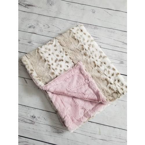 Leopard Rosewater Baby Blanket, Girl Minky Blanket, Baby Shower Gift, Personalized Baby Blanket, Adult Minky Blanket
