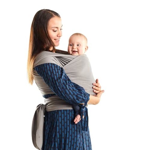 Boba Baby Wrap Carrier Newborn to Toddler - Stretchy Baby Wraps Carrier Hands-Free Baby Carrier Wrap, Carrier Sling, Baby Carrier Newborn to Toddler 7-35lbs (Serenity Light Grey)