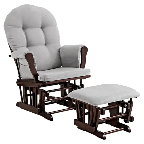 Angel Line 61311-49 Windsor Glider and Ottoman, Espresso with Cushion, Gray, Espresso with Gray