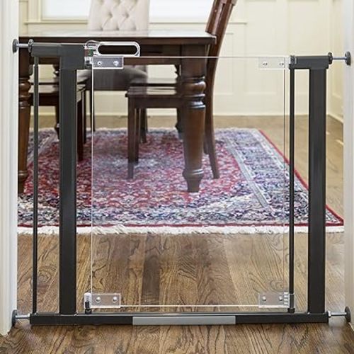Qdos Safety Crystal Designer Baby Safety Gate - Meets Tougher European Standards - Modern Design and Unparalleled Safety - Beauty & Safety Together - Simple Installation | Pressure Mount