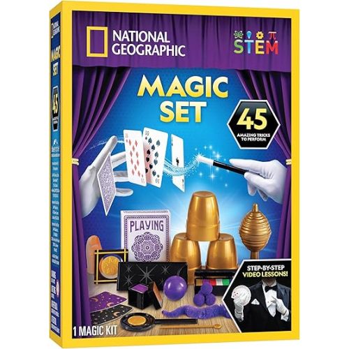 National Geographic Kids Magic Set - 45 Magic Tricks for Kids to Perform with Step-by-Step Video Instructions for Each Trick Provided by a Professional Magician, Toys for Boys and Girls