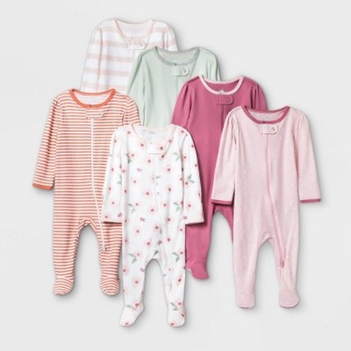 Baby Girls' 6pk Sleep N' Play - Cloud Island™ Dark Pink