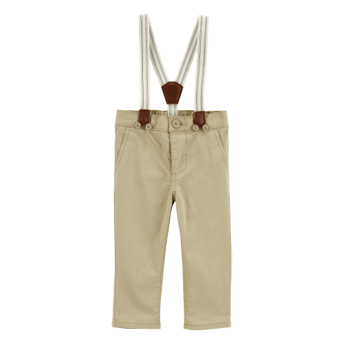 Baby Boy Twill Suspender Pants - Khaki - OshKosh | Carter's