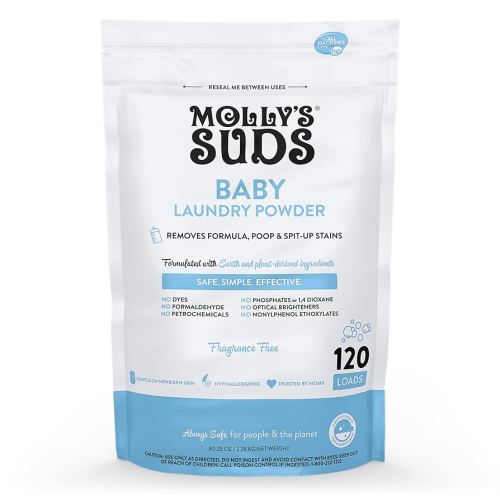 Molly's Suds Baby Laundry Detergent Powder | Removes Formula, Poop & Spit-Up Stains | Extra Gentle for Newborns (Fragrance Free)