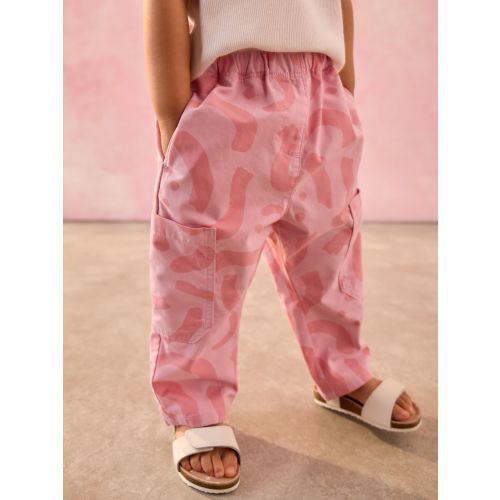 Pink 100% Cotton Pattern Pullon Trousers (3mths-7yrs)