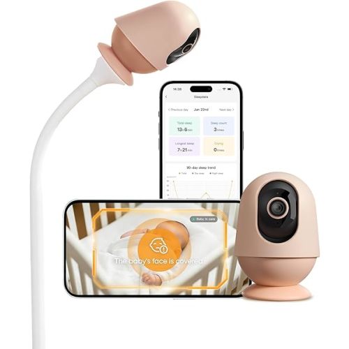 Monai 4K Smart Baby Monitor, Eye-Safe 950nm Night Vision, 7 AI Features, Phone App Baby Camera, 8X Zoom, Instant Alerts (Cry/Face Covered), No Monthly Fee, Hack-Proof, Local Storage