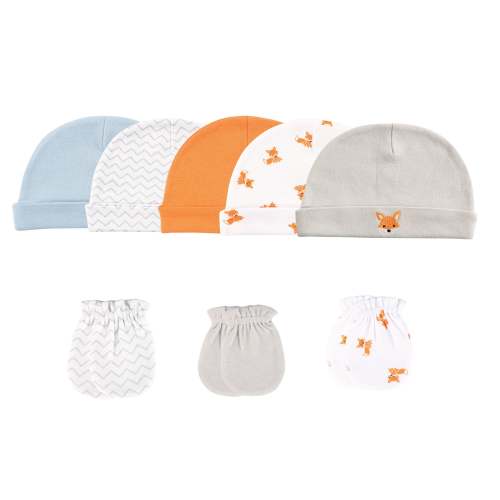 BabyMallOnline.com Luvable Friends Cotton Caps and Scratch Mittens, Fox - Luvable Friends Cotton Caps and Scratch Mittens, Fox