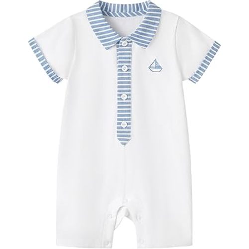 pureborn Baby Boys Girls Nautical Romper One-Piece Beach Outfit Summer Clothes 0-24 Months