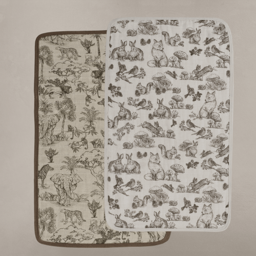 Oilo Studio ‘Vintage Safari' & 'Woodland' Nursery - Muslin Burp Cloth 2-Pack