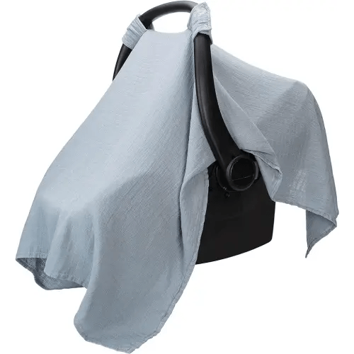 Muslin Cotton Baby Car Seat Cover, Universal Fit Carseat Canopy Covers for babies, Girls and Boys by Comfy Cubs (Pacific Blue)