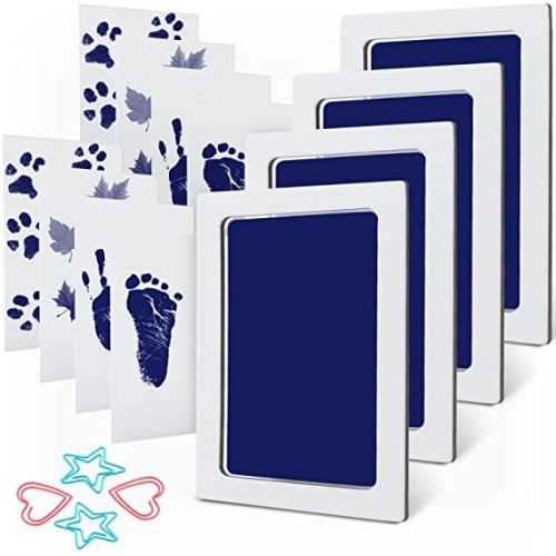 MengNi Baby Footprint Handprint Pet Paw Print Kit Large Size with 4 Ink Pads and 8 Imprint Cards