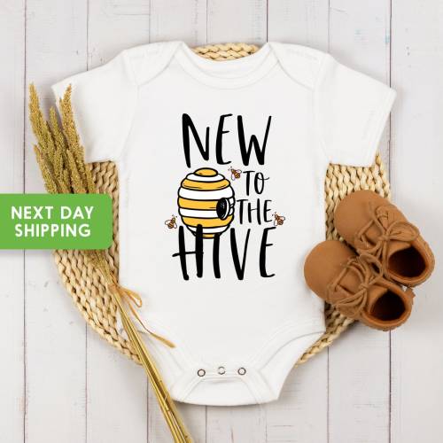 Bee Onesie® New To The Hive Onesie® Cute Bumble Bee Onesie® New Baby Badysuit,