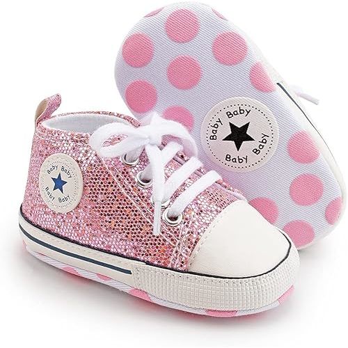 Unisex Baby Girls Boys Canvas High-top Shoes, Newborn Infant Anti-Slip Soft Sole Frist Walking Breathable Sneakers