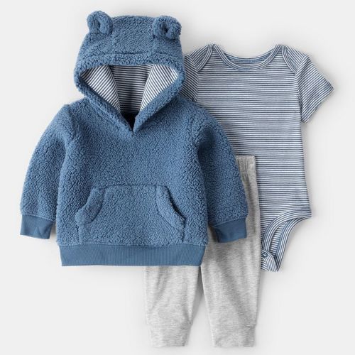 Baby Boy Carter's 3-pc. Bear Sherpa Hoodie, Bodysuit & Pant Set