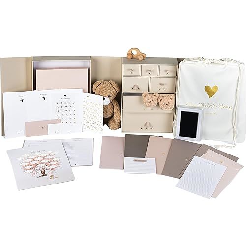Baby Keepsake Box | Memory Organizer Gender Neutral, Acid-Free Newborn Keepsake, Easy to Use for New Baby, Maternity Gift, Baby Shower,Pregnancy, Mother’s Day w/Baby Memory Book, Labels for Pregnancy