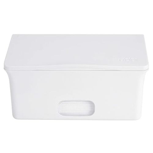 Ubbi Baby Wipes Dispenser | Baby Wipes Case | Baby Wipes Holder with Weighted Plate, Keeps Wipes Fresh and Non-Slip Rubber Feet, White