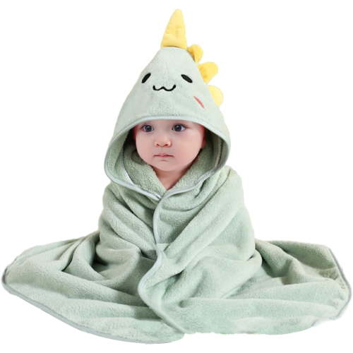 HiABsee Baby Towels with Hood Ultra Soft Hooded Baby Towels Newborn, Unique Animal Design Baby Bath Towel for Boy and Girl, Dinosaur