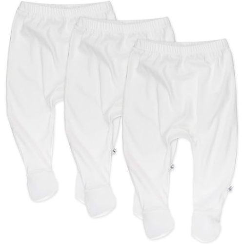HonestBaby Baby 3-Pack Footed Pants Roomy Fit Pull on Bottoms 100% Organic Cotton for Infant Baby Boys, Girls, Unisex