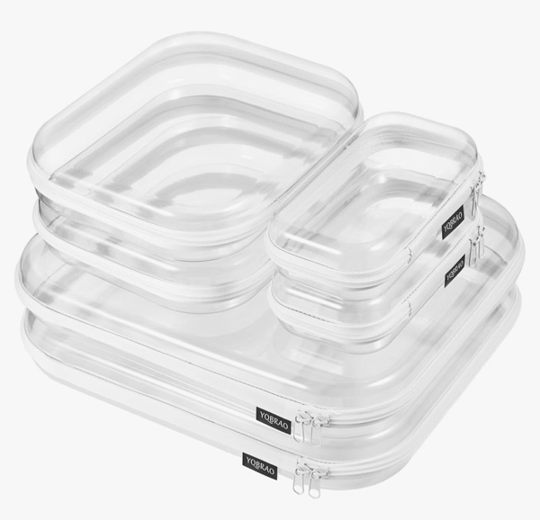 6 Pack Clear Hard Shell Zipper Case, 1.2mm Heavy Duty Crush-Proof Diaper Bag Organizer Pouches