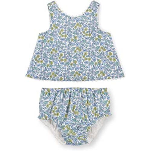 Hope & Henry Layette Baby Girl Woven Swing Top and Ruffle Bloomer 2-Piece Set