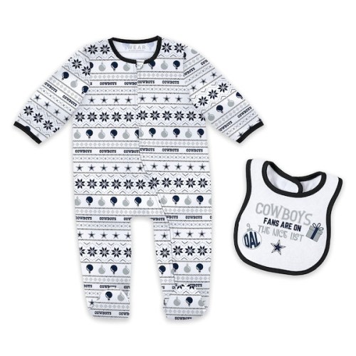 Newborn & Infant Dallas Cowboys WEAR by Erin Andrews Allover Print Full-Zip Sleeper & Bib Set