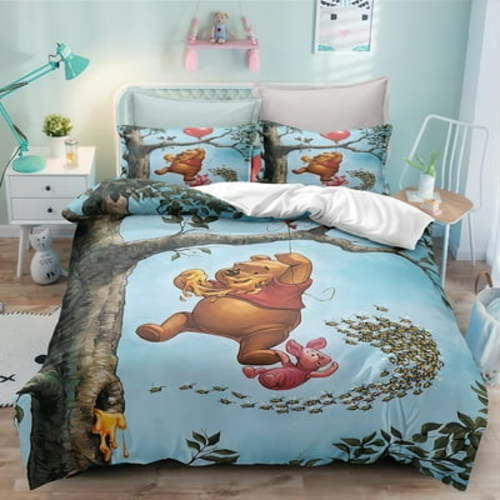 Winnie_the_Pooh Comforter Set 3 Piece Bedding Set Bedding Super Soft Microfiber Reversible Comforter, Twin/Full