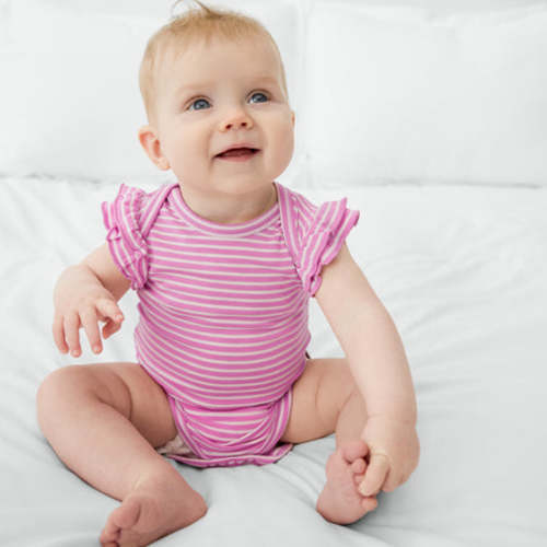 Pop Pink Stripes Flutter Bodysuit