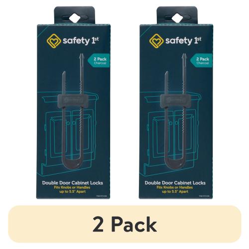 (2 pack) Safety 1ˢᵗ Double Door Baby-Proofing Cabinet Lock (2pk), Charcoal, Toddler