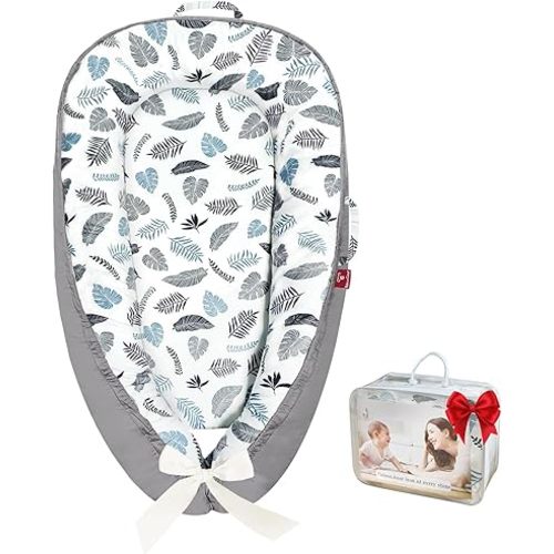 Taleco Gear Baby Lounger - 100% Cotton Breathable Infant Lounger for Newborn, Portable Baby Nest for Home and Travel, Waterproof Lining, Newborn Babies Essentials Gifts