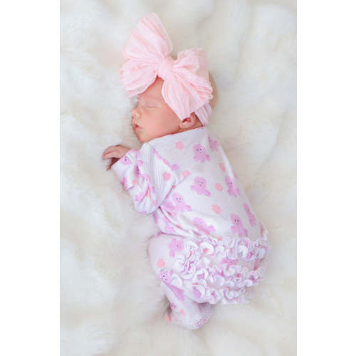 Bamboo Waffle Ruffle Zipper Footie | Sea Snuggles