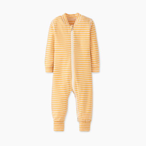 Hanna Andersson Baby 2-Way Zip Sleeper in HannaSoft™ - Ecru/Marigold, Newborn