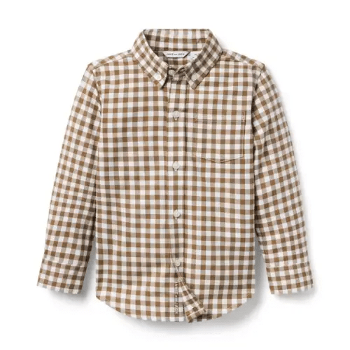 Boy Caramel Candy Gingham Gingham Flannel Shirt by Janie and Jack