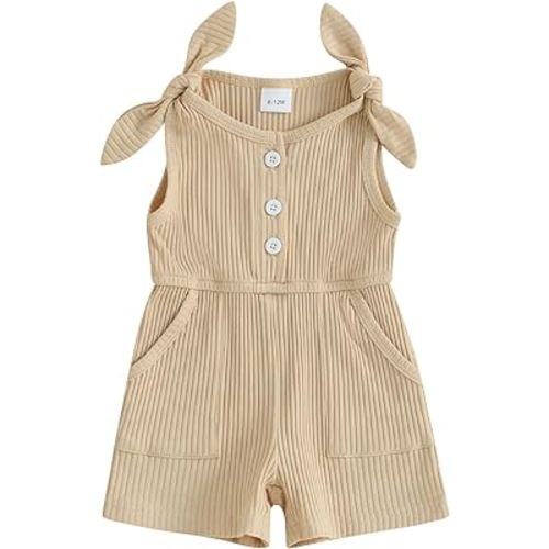 Fernvia Toddler Baby Girl Summer Clothes Sleeveless Ribbed Knitted Jumpsuit Shorts Overalls Baby One Piece Outfit