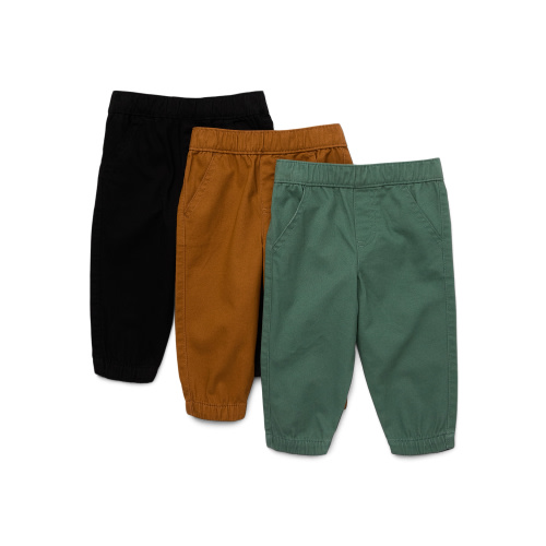 Garanimals Baby Boy Twill Joggers Multipack, 3-Pack, Sizes 0-24 Months