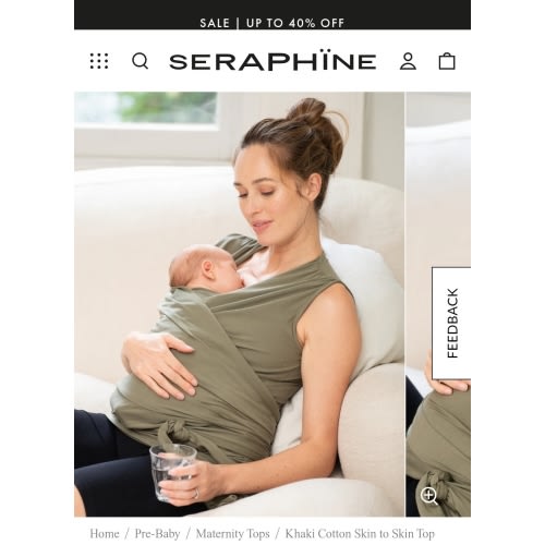 Khaki Cotton Skin to Skin Top | Seraphine