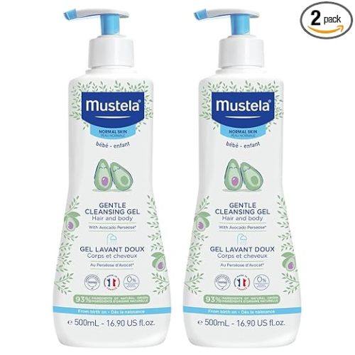 Mustela Baby Gentle Cleansing Gel - Baby Hair & Body Wash - with Natural Avocado fortified with Vitamin B5 - Biodegradable Formula & Tear-Free - 1 or 2-Pack - Various Sizes