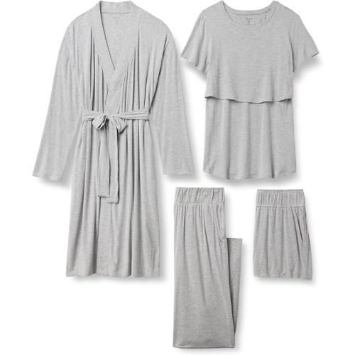 Amazon Essentials womens Soft Modal Nursing Maternity Sleepwear Pajama Bundle, 4 Piece