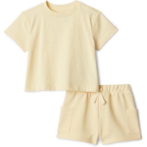Amazon Essentials x Sofia Grainge Babies, Toddlers, and Boys' T-Shirt and Short Play Set, Multipacks