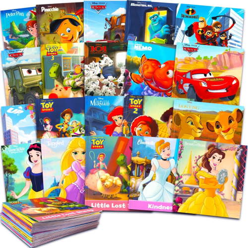 Disney Story Books Collection Set for Toddlers, Kids 3-5 - Bundle of 20 Disney and Pixar Books for Boys, Girls Featuring Cars, Toy Story, Princess, More | Bulk Disney Board Books for Kids
